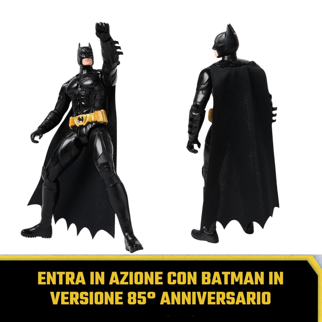 DC Comics, Action Figure Batman in Versione 85° Anniversario, il Cavaliere Oscuro, Personaggio Batman 30cm con 11 Punti di Articolazione, Giochi per Bambini e Bambine, 3+ anni