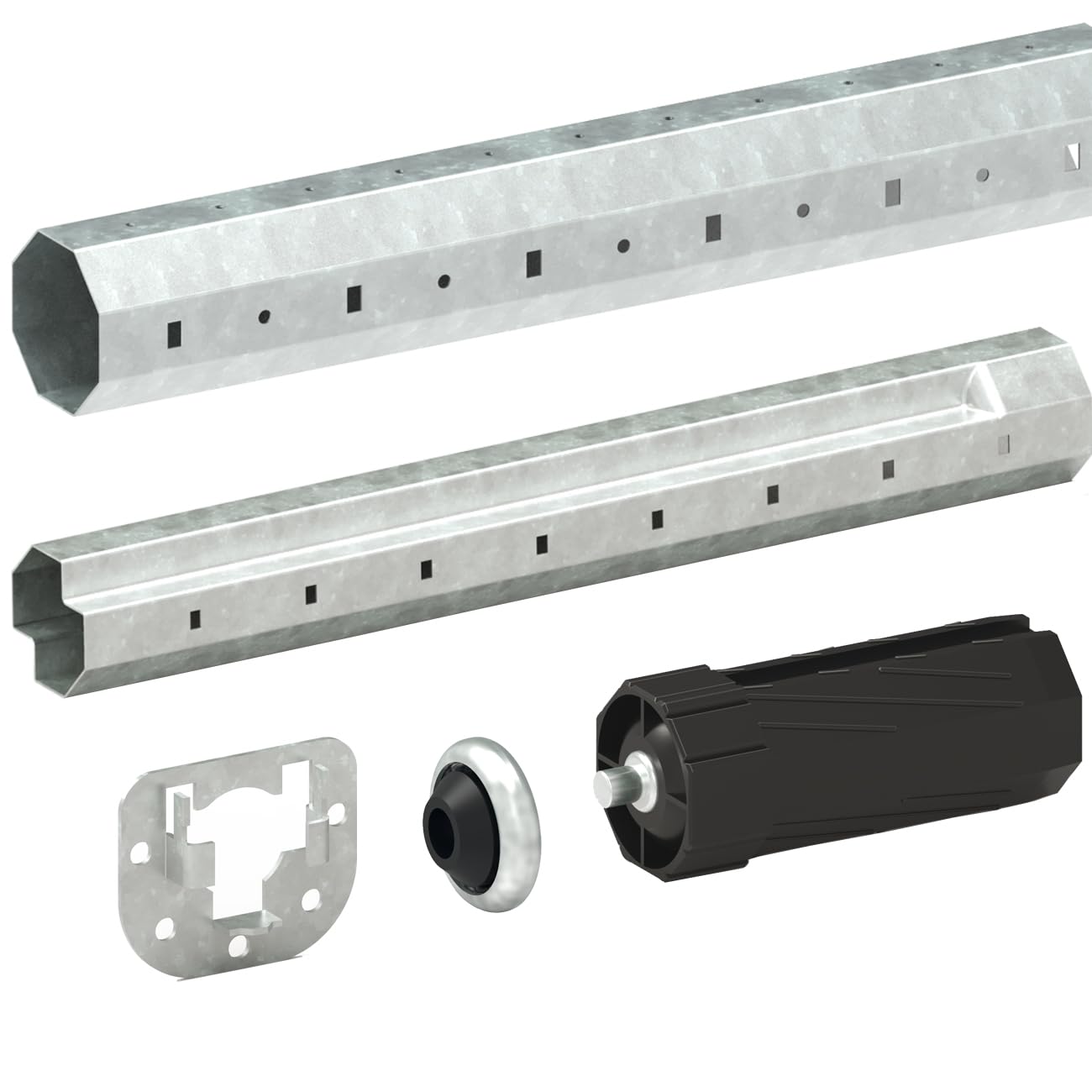markiso I Rolladenwelle SW 60 Rollladenwelle Stahlwelle mit Teleskopwelle Welle für Rolladen - inkl. Wellenkapsel & Lager Komplett SET 250-280 cm frei einstellbar KEIN ZUSCHNEIDEN NOTWENDIG