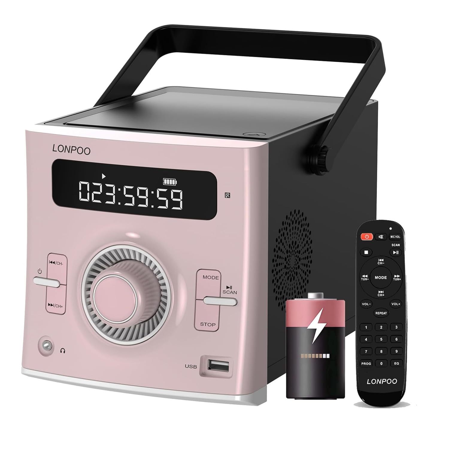 Amazon.co.jp: ポータブルCDプレーヤー 20W bluetooth対応/FMラジオ