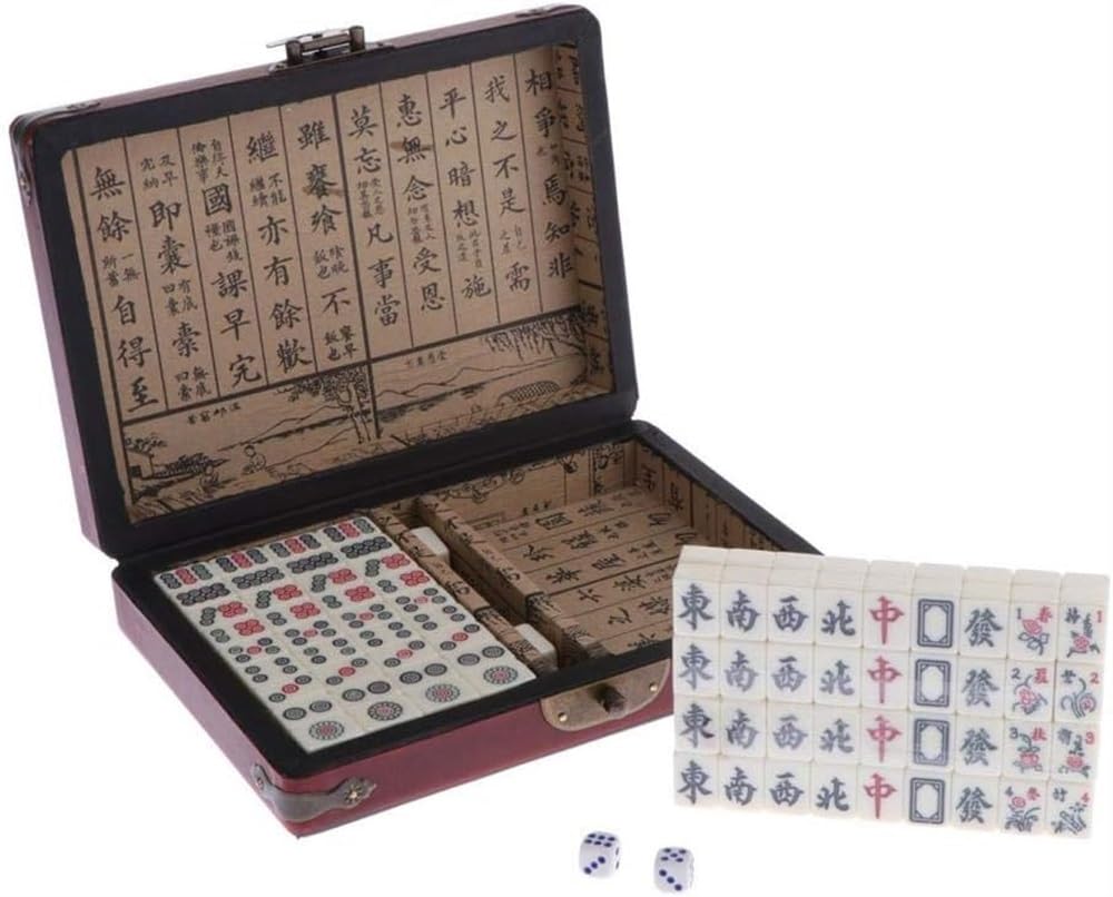 Mahjong cinese con tessere numerate con custodia da viaggio Pro Set completo di giochi Mahjong