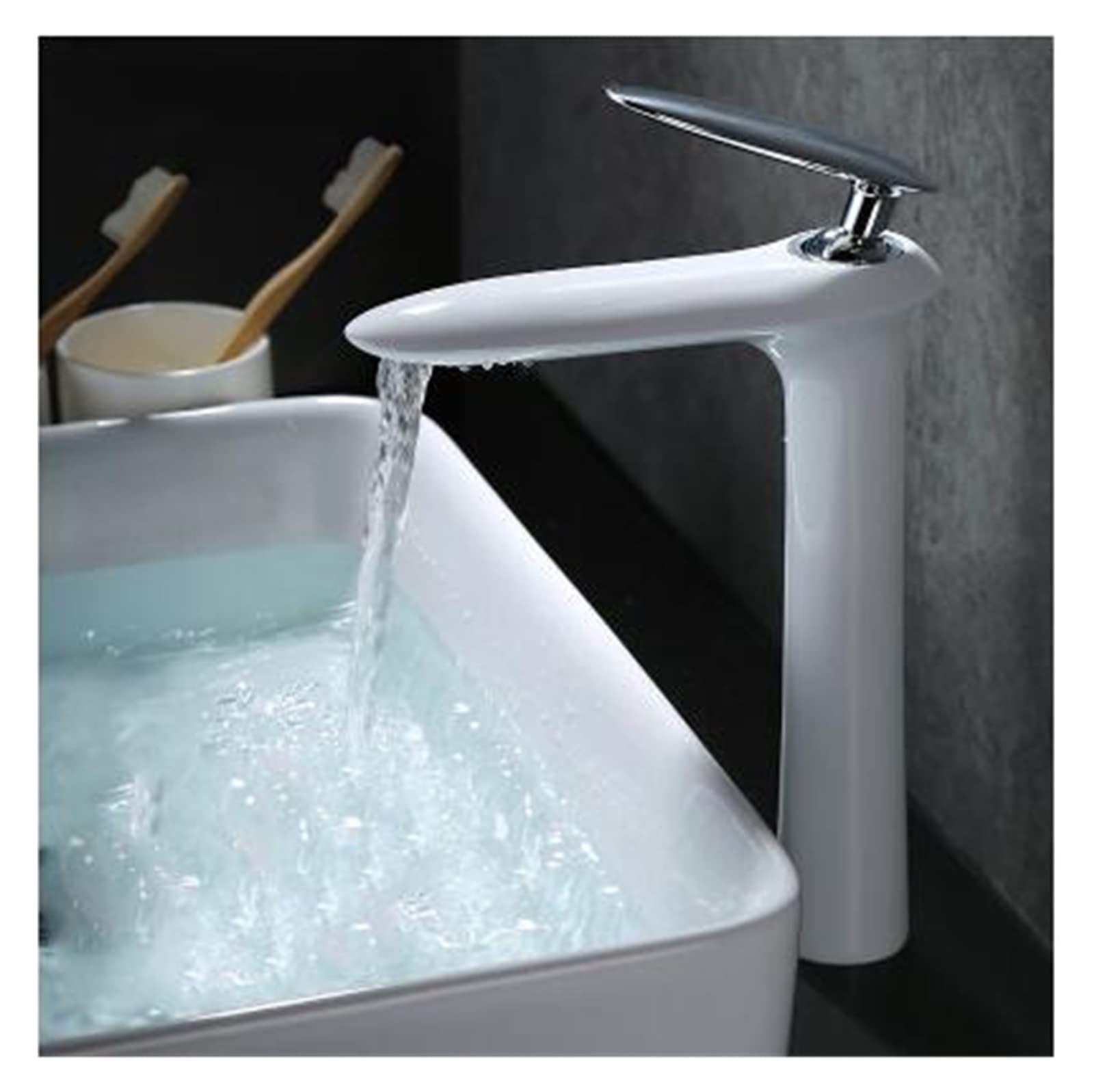 Robinet de lavabo mitigeur eau chaude froide blanc chrome pour rénovation salle de bain