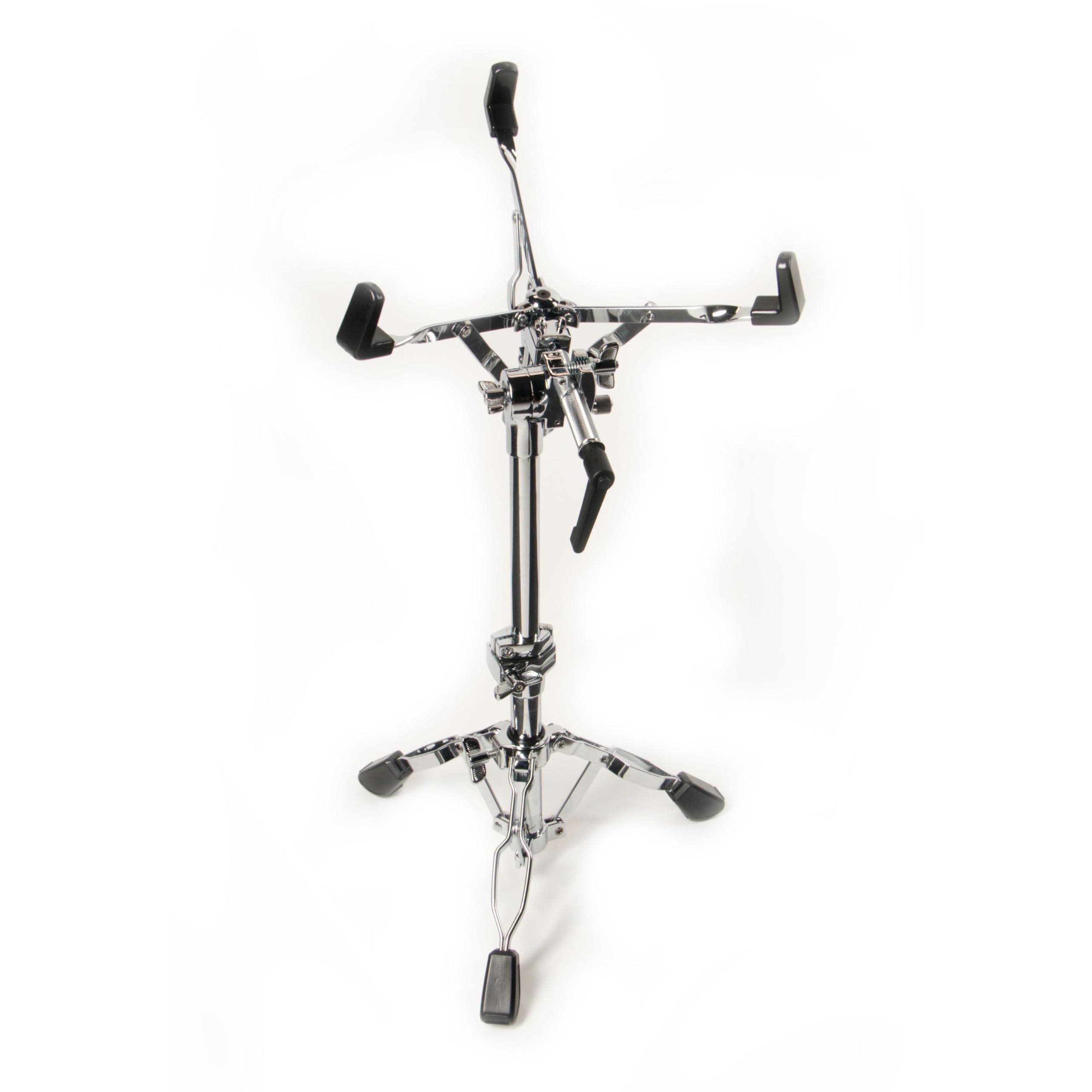 Fame SDS9003 Snare-Ständer, Doppelstrebig, Verchromt, Höhenverstellbar 40-57cm, Flexibles Kugelgelenk, Faltbares Design, Gummierte Haken