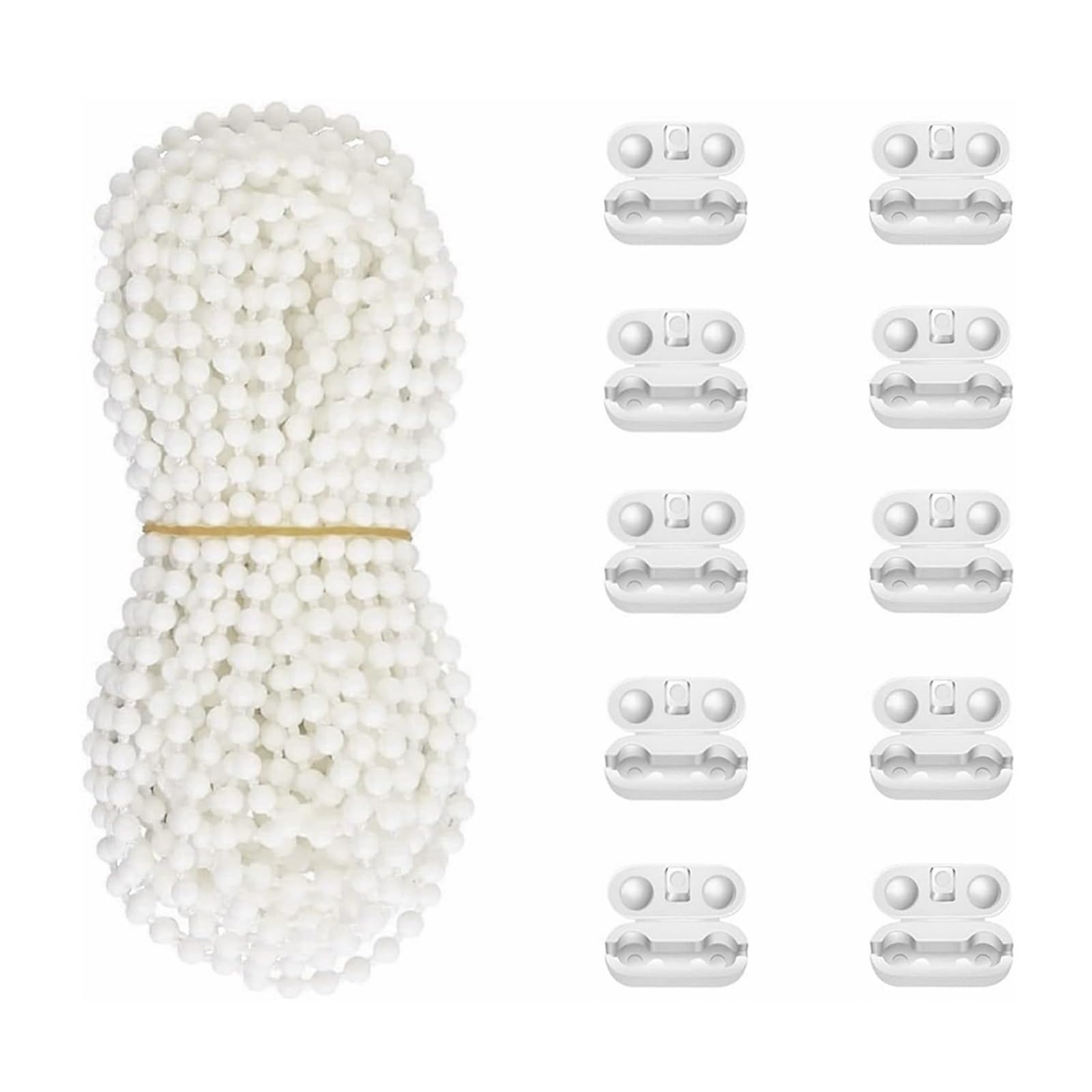 Yeobezn Blind Chains Connectors 3PCS 10Meters 4.5mm Plastic Roller Blind Roman Vertical Shade Beaded Chain Pull Cord Window Curtain Beads Rope
