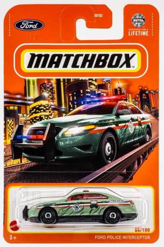 Matchbox Ford Police Interceptor Verde a Escala 1:64 miniatura 1