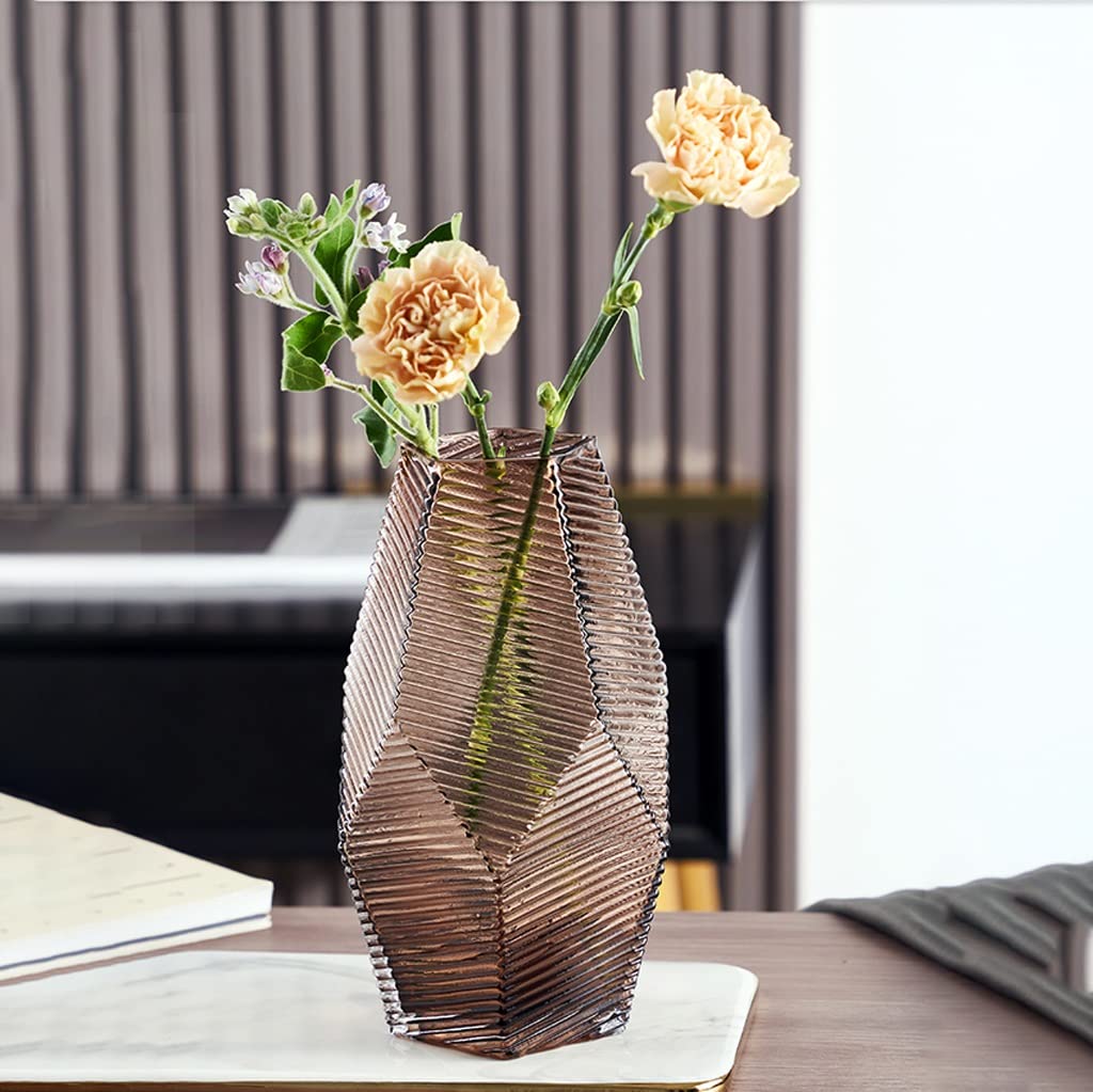 Wazon Dekoracyjny Wazon, Nowoczesny Geometryczny Szklany, Kwiatowy Home Decor Centerkietki Wazony do dekoracji aranżacji kwiatowej Dekoracja Domu(29cm)