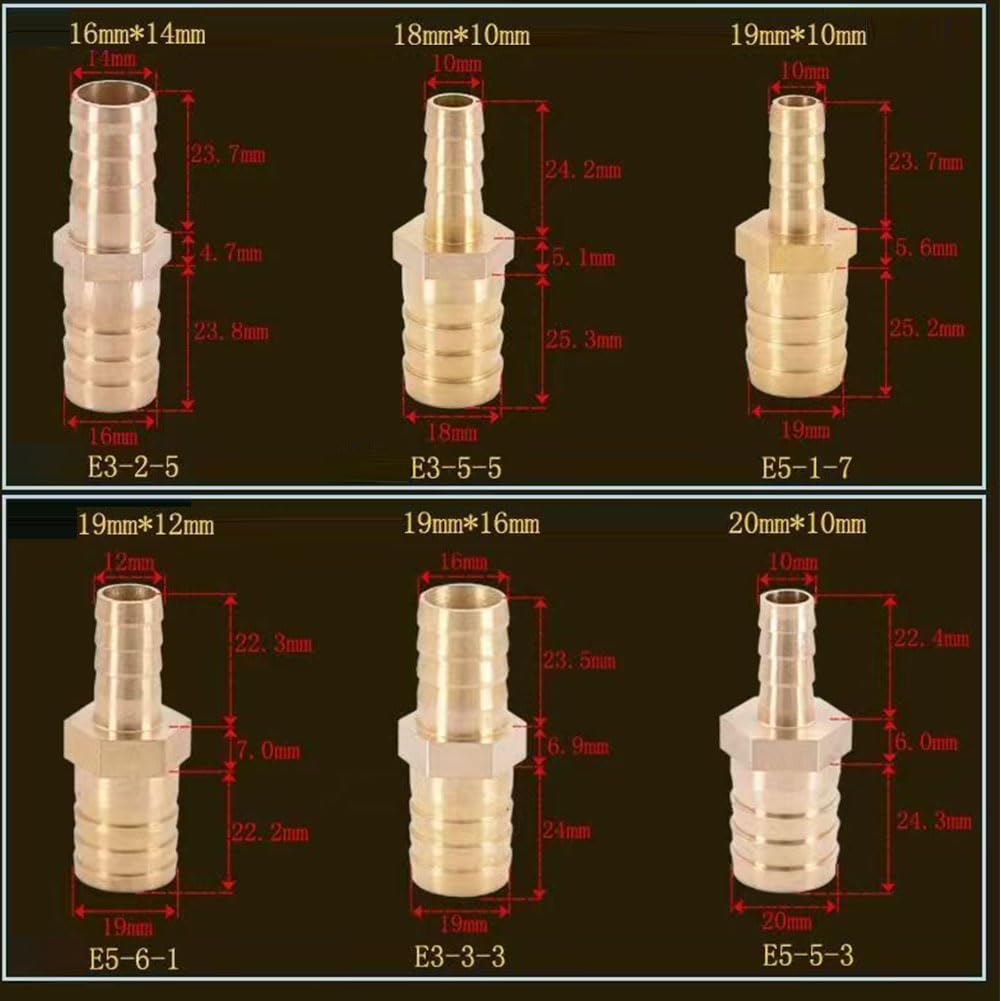 Racores de empalme con espiga de latón, Accesorios de púas for manguera latón, empalmador reductor, varios tamaños, paquete 5/10(14mm*8mm,10pcs)