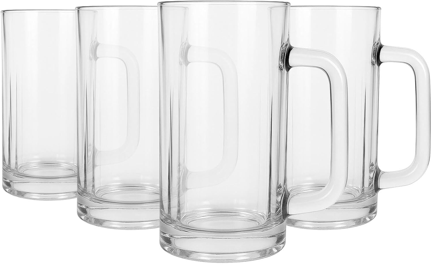 Argon Tableware Beer Mugs Set of 4-540ml Glass Pint Beer Steins with Handle - Heavy Duty Drinking Mugs for Ale Lager & Craft Beer - Durable Soda Lime Glass Pub Style