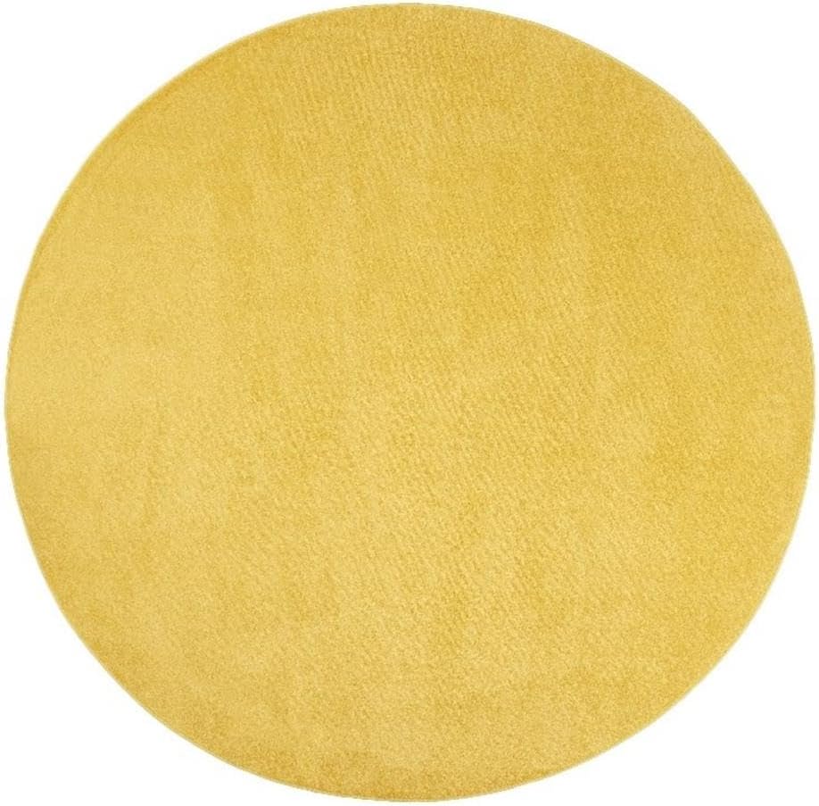Pemberly Row 8' x Round Yellow Fabric Outdoor Area Rug (8' Round)