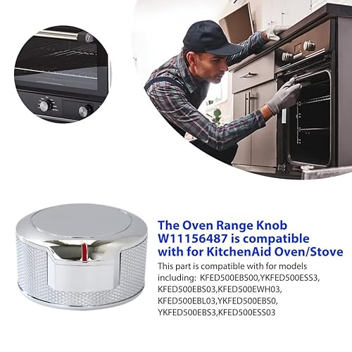 Miniatura 4 de W11156487 KFED500EBL03, YKFED500EBS0, YKFED500EBS3, KFED500ESS03 Reemplazo de perilla de rango para Kitchenaid Whirlpool