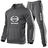 GWWGWW Hombres suéter sudadera+sudaderas Hi.n_o Printed Outdoor Leisure Classic Outdoor Hooded Sports suit, gris oscuro, M