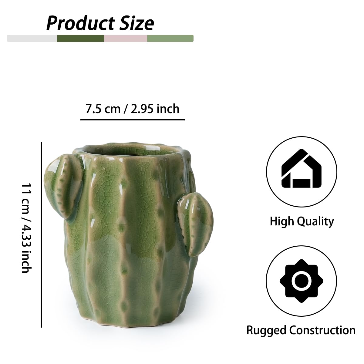 Cute Cactus Pencil Holder - Western Desk Decor -2
