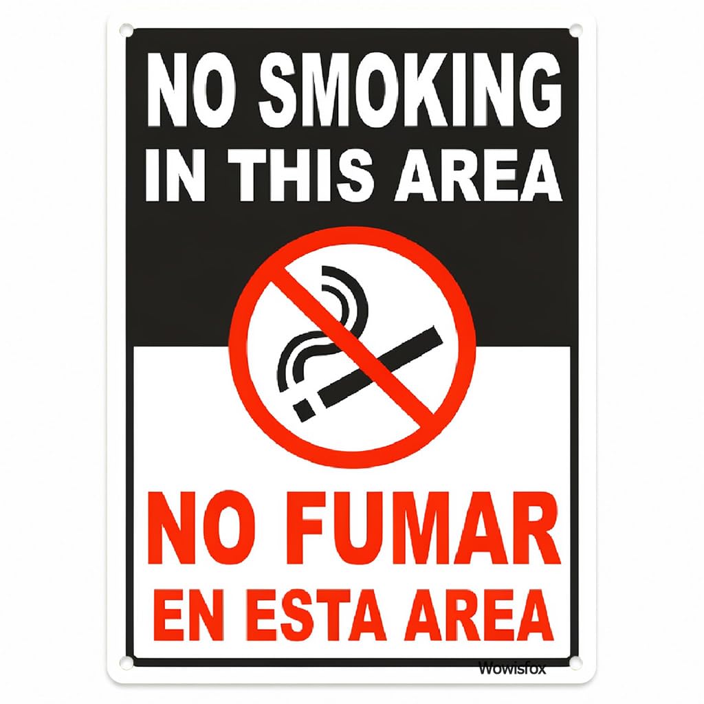 Spanish Bilingual No Smoking Notice Sign, 8 x 12 Inch Aluminum