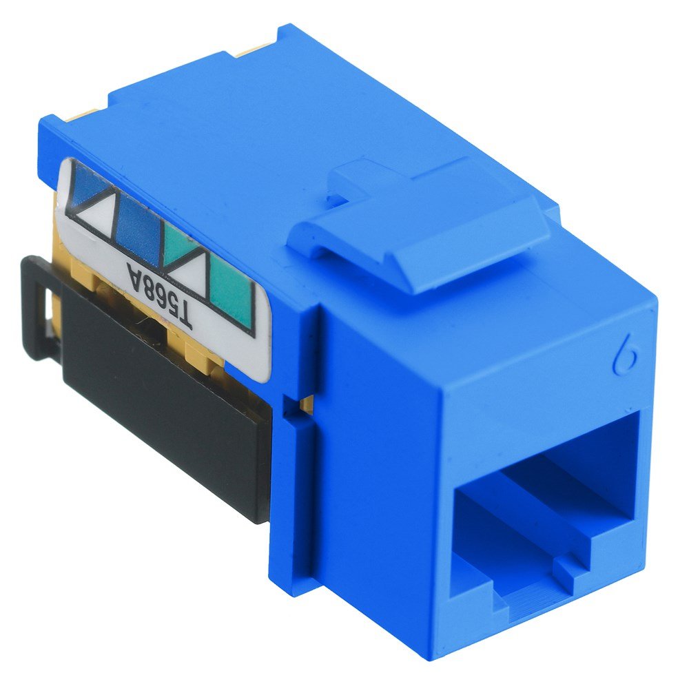 Bryant Electric NSJ6B Modular Snap-Fit, 8 Position, Universal, A/B, Netselect Cat-6 Jack, Blue