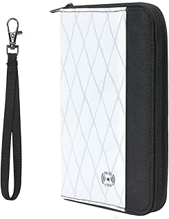 Travel Passport Wallet - RFID Blocking Passport Holder Travel Document Organizer with Wrist Strap Lightweight Single Card Pouch Portable Credit Card Case for Women & Men (White)