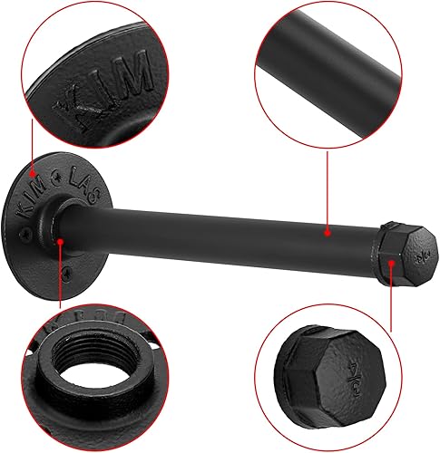 Miniatura 4 de Sumnacon 4 barras industriales de tubería de 10 pulgadas  Perchas rústicas resistentes con tornillos, soportes metálicos montados en la pared para