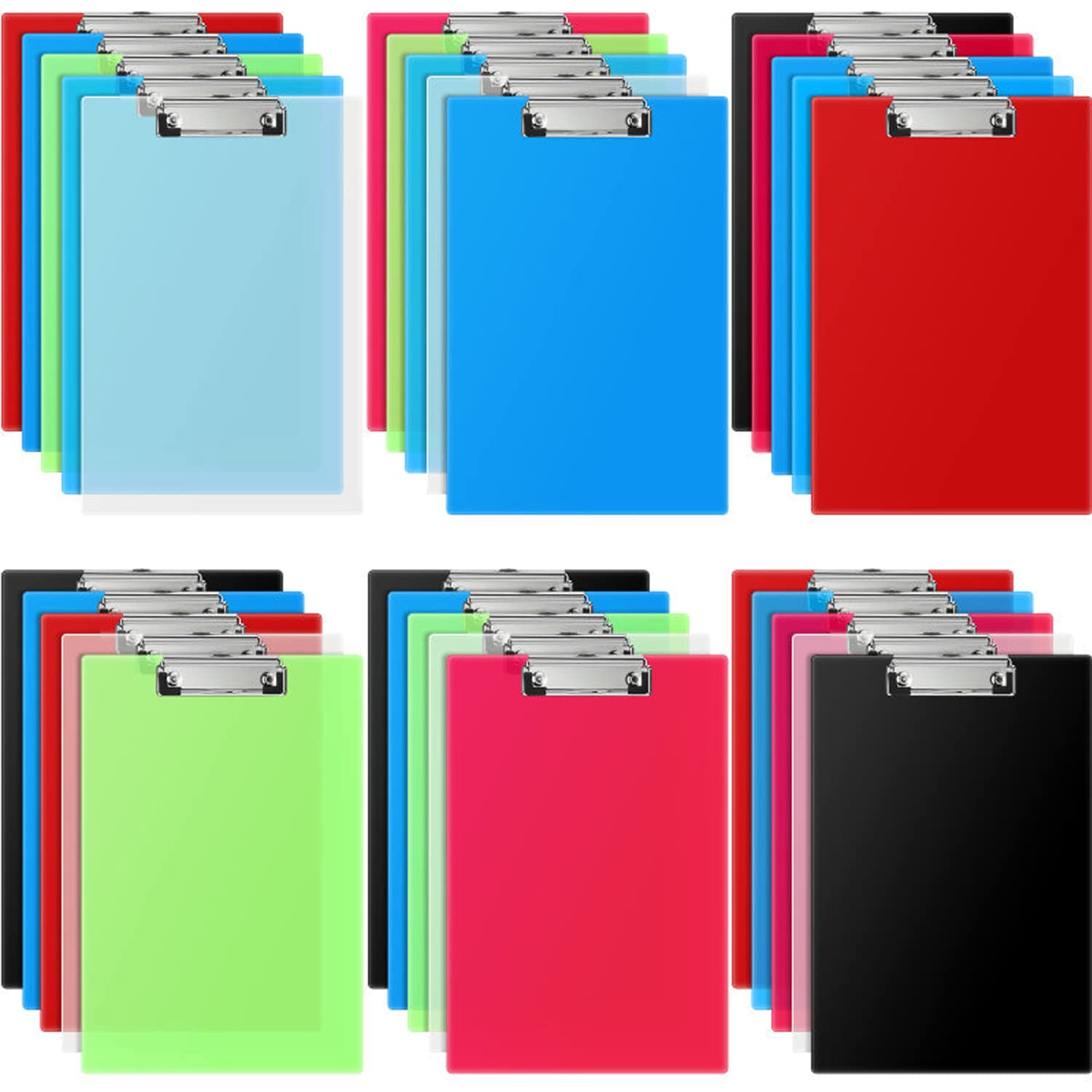 30 pezzi Appunti in plastica con clip a basso profilo, formato A4, con clip a forma di lettera, per bambini, adulti, casa, ufficio, classe, 30 x 20 cm (stile classico)