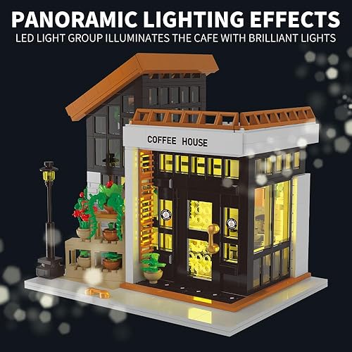 Miniatura 2 de City Cafe - Juego de juguetes de construcción, bloques de construcción modulares de cafetería, regalo de Halloween y Navidad para adultos, niños y