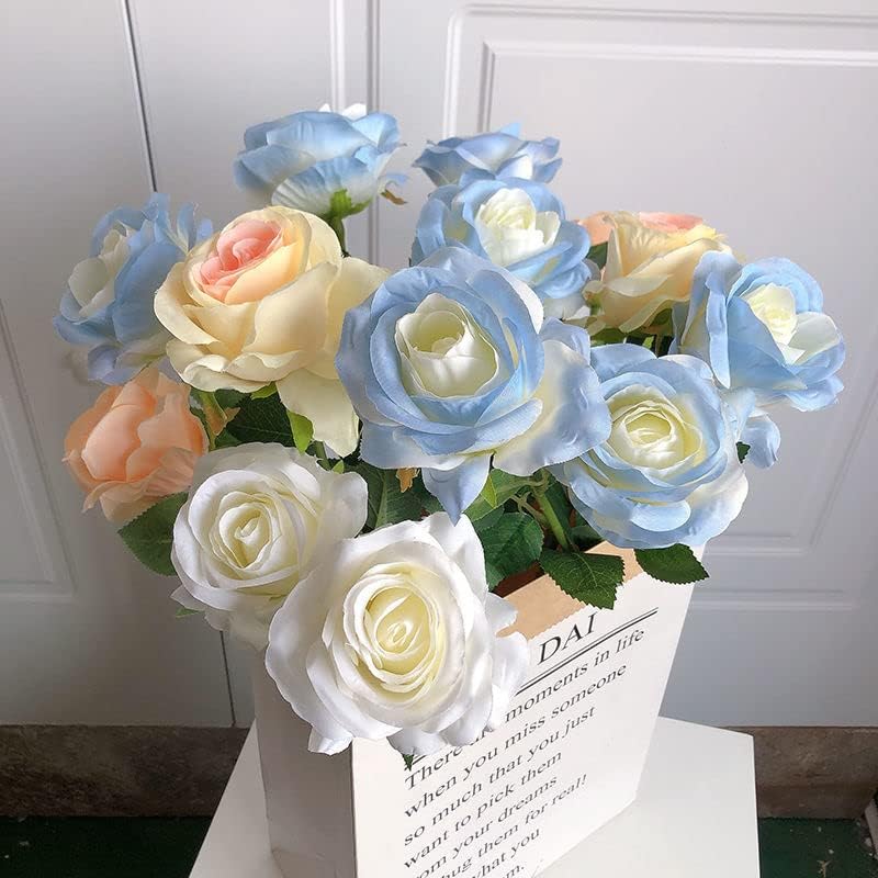 25Pcs Artificial Flowers Rose, Real Looking White Foam Fake Roses with Stems for DIY Wedding Bouquets Bridal Shower and Floral Arrangements Party Tables Home Decorations (White) image 3