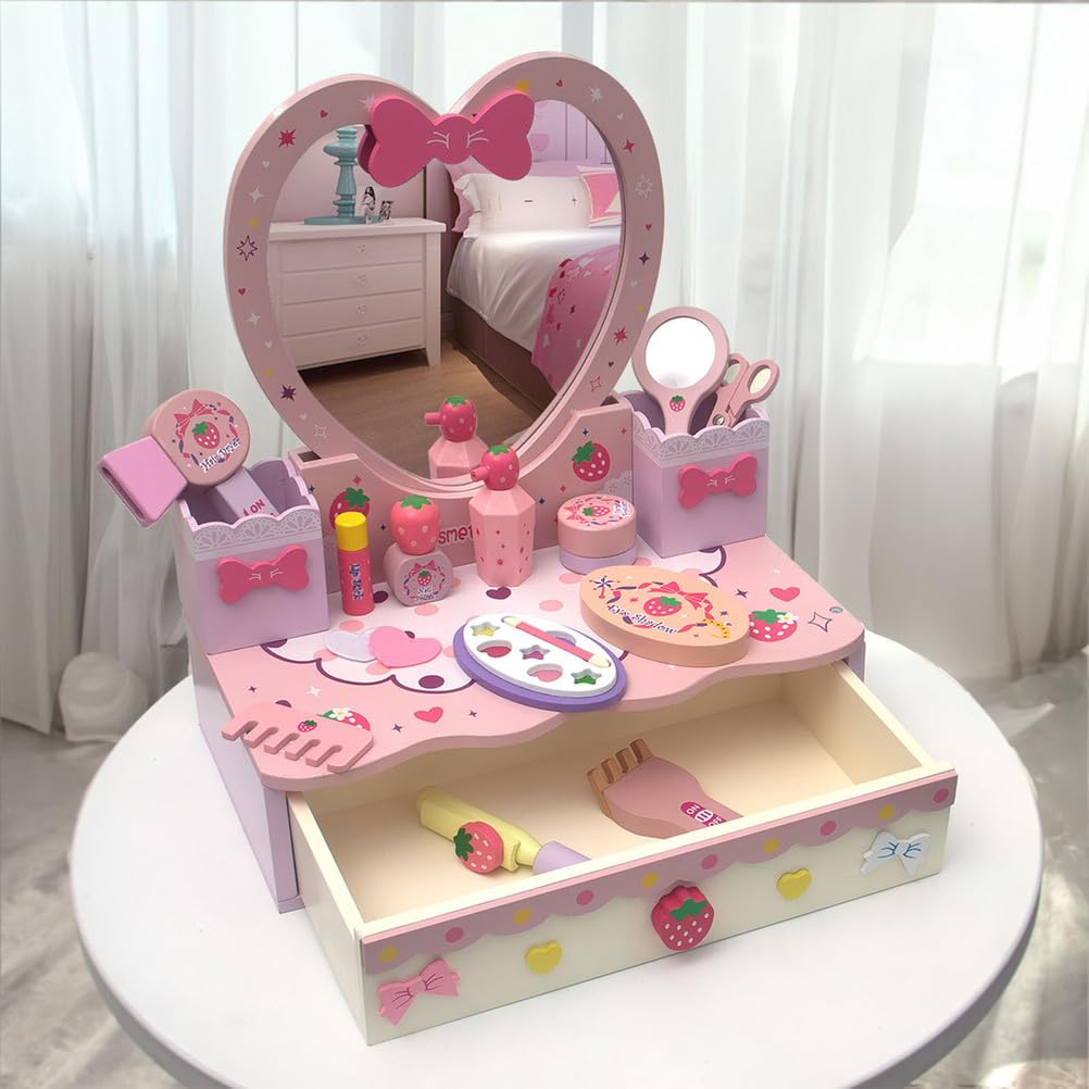 Set da Gioco Tavolo Toccasano, Giocattolo per Trucco e Parrucchiere | Set da gioco per toeletta delle ragazze, giocattolo cassettiera da principessa, giocattolo di ruolo salone di bellezza