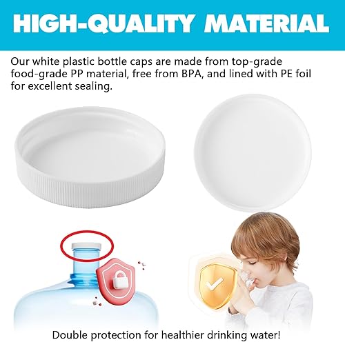 Miniatura 4 de Calvana 6 tapas roscadas blancas de polipropileno de grado alimenticio, buen sellado, tapas de jarra de agua de 3 y 5 galones, tapa de botella de