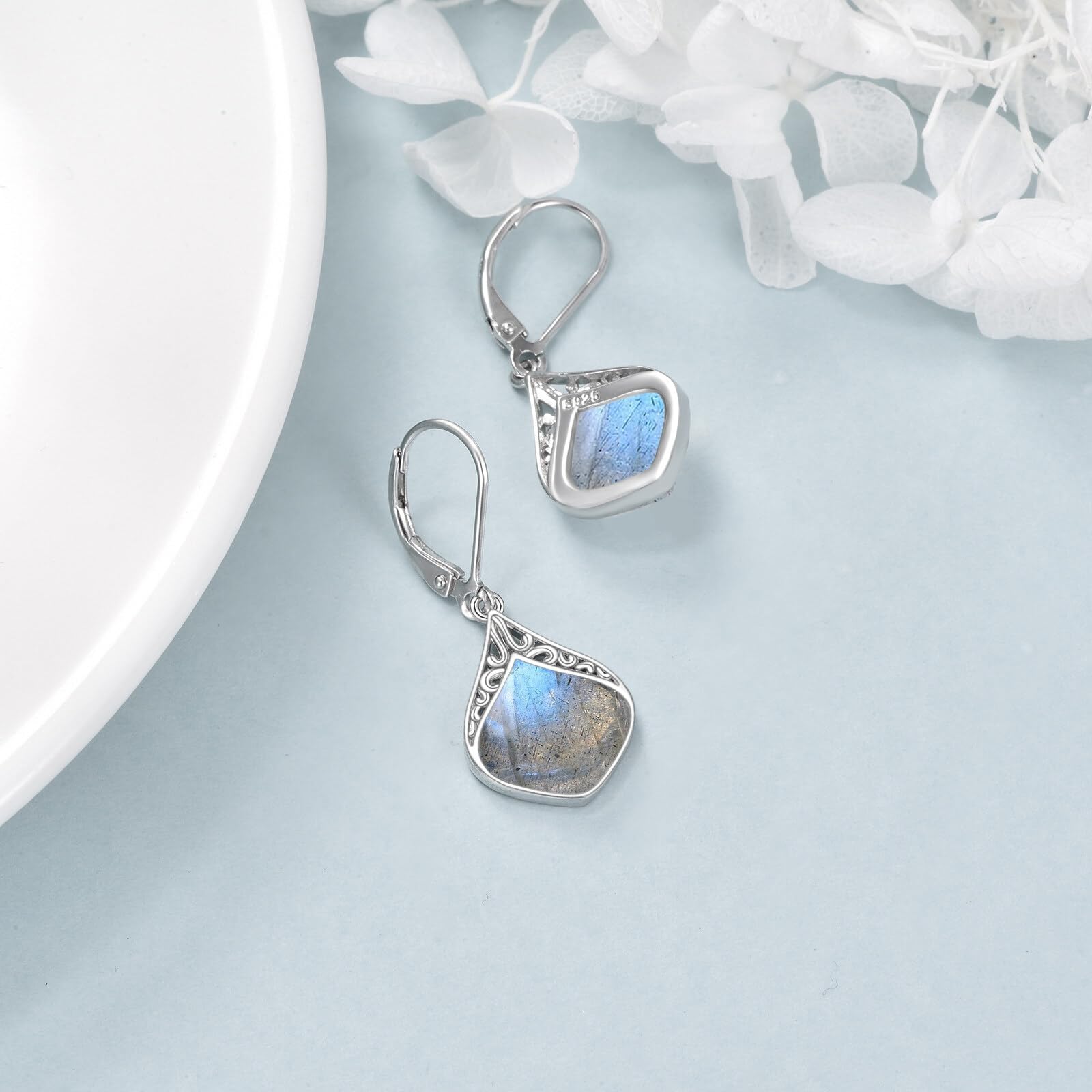 Mondstein Ohrringe Sterling Silber Filigran Irisch Keltisch Teardrop Mondstein Tropfen Ohrringe Schmuck Geschenke für Damen
