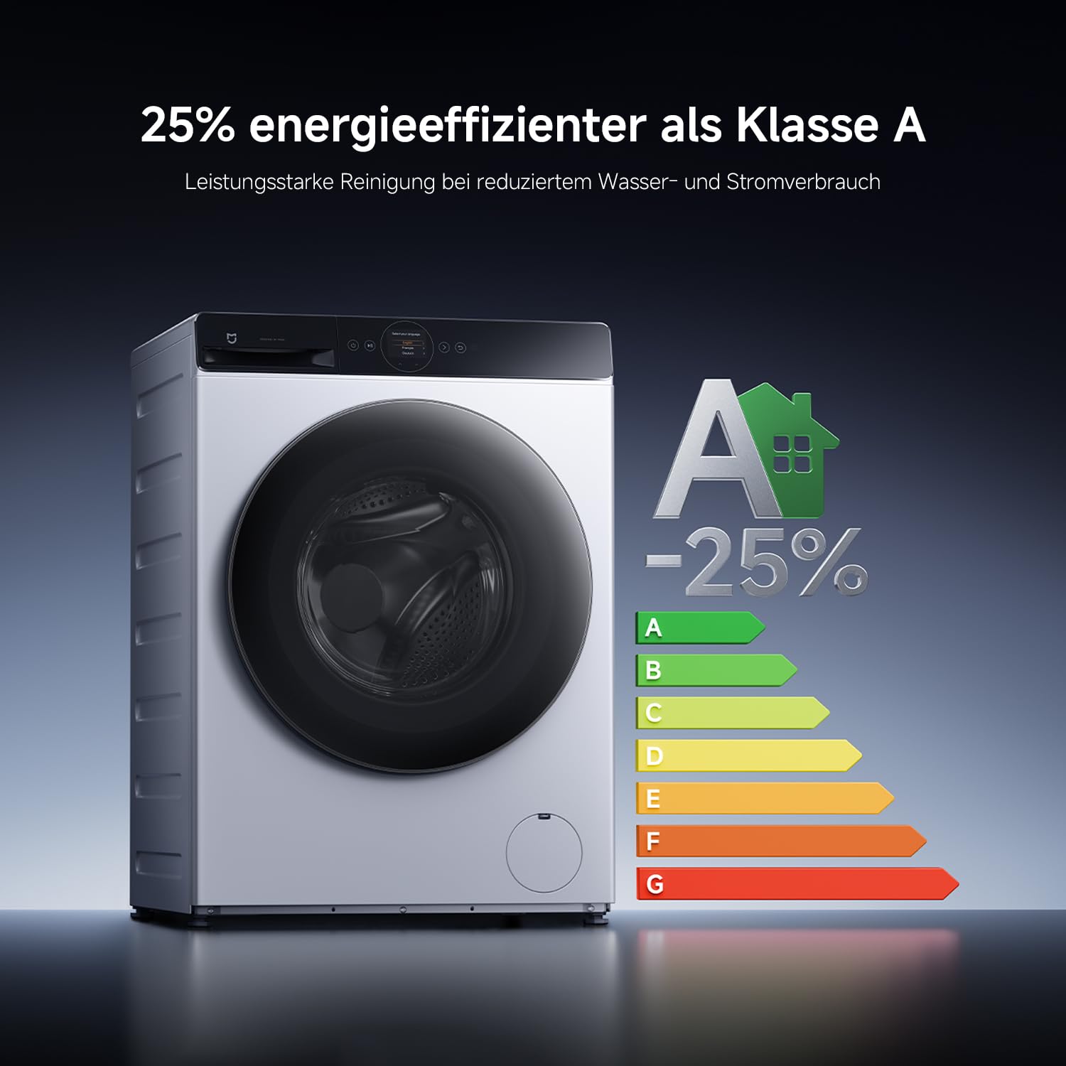 Xiaomi Mijia Front Load Washer Dryer Pro 9 kg Waschen / 6 kg Trocknen | Automatische Dosierung, Direktantrieb, Schnellwäsche, Auffrischen & Dampf-Hygiene, App-Steuerung, Weiß, A-25 % Wascheffizienz