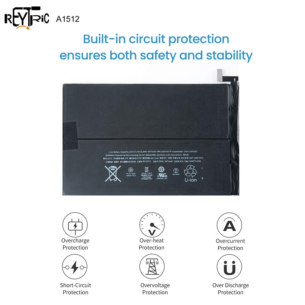 iPad mini 第7世代　バッテリー99% Amazon.com: REYTRIC A1512 Battery for iPad mini 2 A1489 A1490