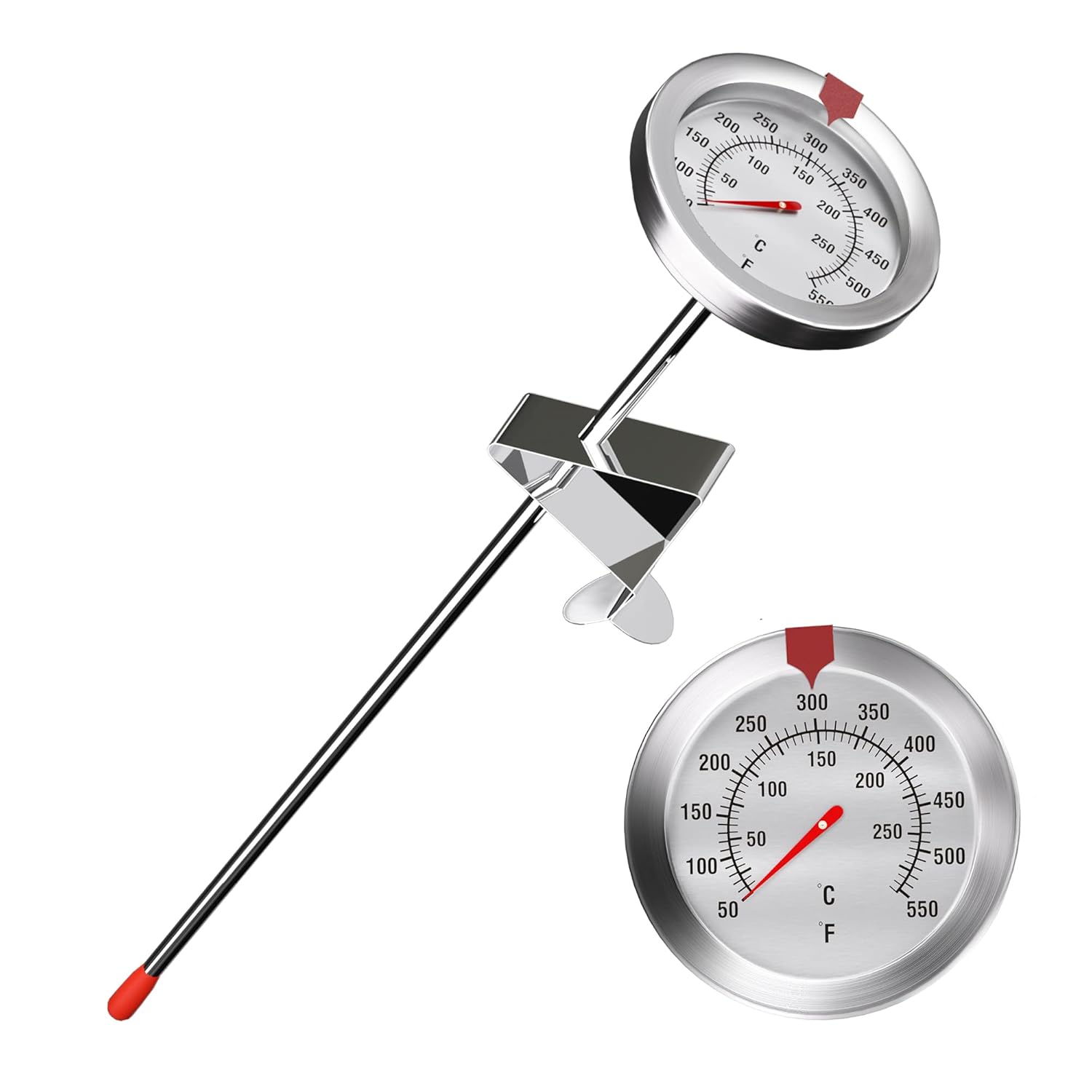 Deep Fry Thermometer with Clip Stainless Steel 12 Inch Long Stem Oil Thermometer Cooking Meat