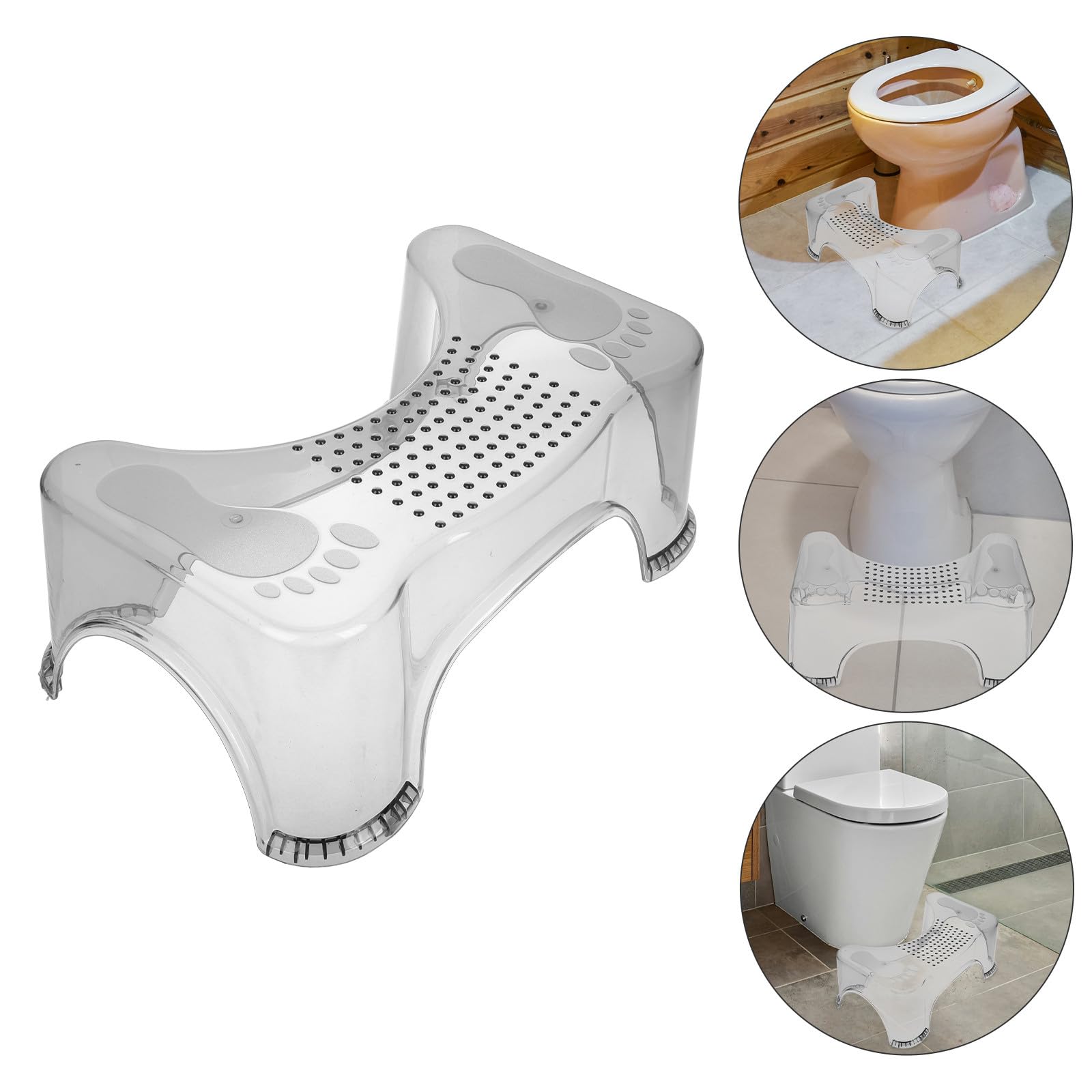 Abaodam Sgabello Bagno per Bambini Piedini Antiscivolo in Pet, Sgabello Rialzato per Toilette, Affidabile e Sicuro per Ragazzi e Anziani, per Bagno