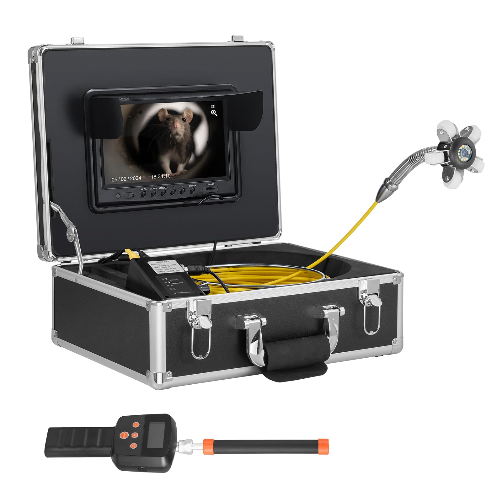 VEVOR Caméra Inspection Canalisation avec Localisateur 512 Hz Endoscope Drain 50 m Écran 9'' Auto-nivellement, Zoom 36X, Étanche IP68, 12 LED, Carte SD 32 Go, pour Conduit, Égout, Plomberie, Tuyaux