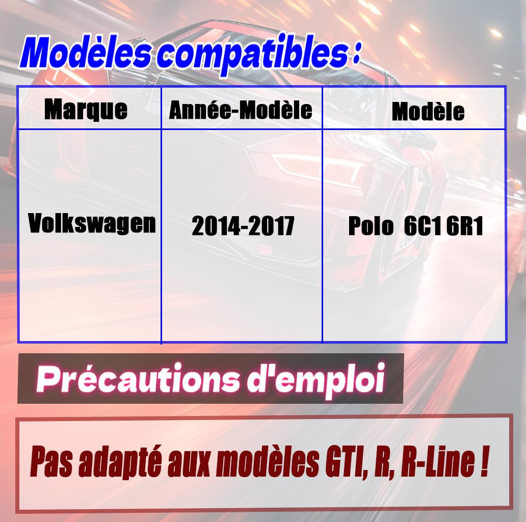 MUTUSAISI Séparateur Lèvre Avant pour Volkswagen VW Polo 5 MK V (Phase 2) 2014-2017 6C1 6R1,Voiture becquets Avant Pare-Chocs Corps pelles Garde Spoiler Accessoires(Noir Brillant)