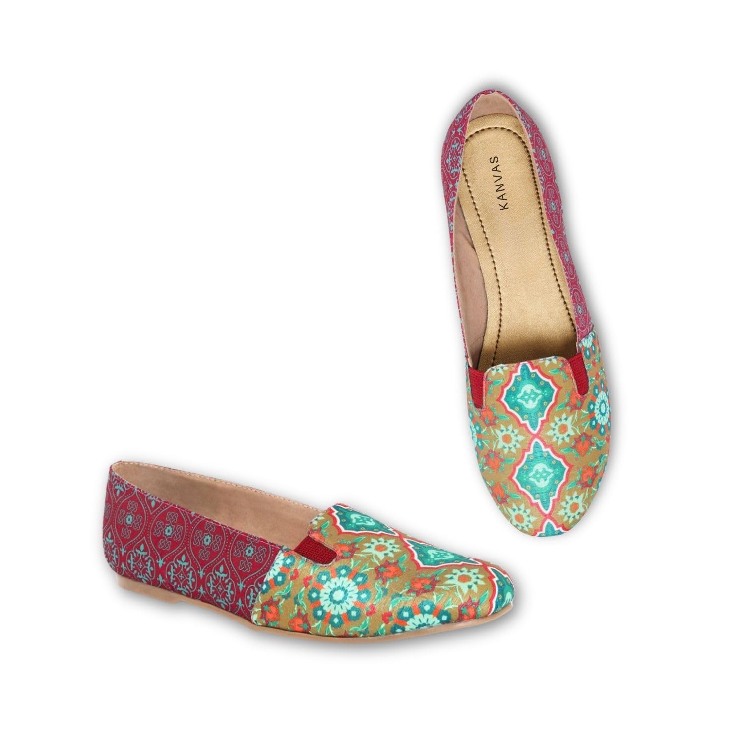 Printed Loafers for Women - Comfortable Casual Slip On Shoes - Stylish Fashion Moccasins for Casual Lightweight - Mughal Art Designed Footwear-image-23