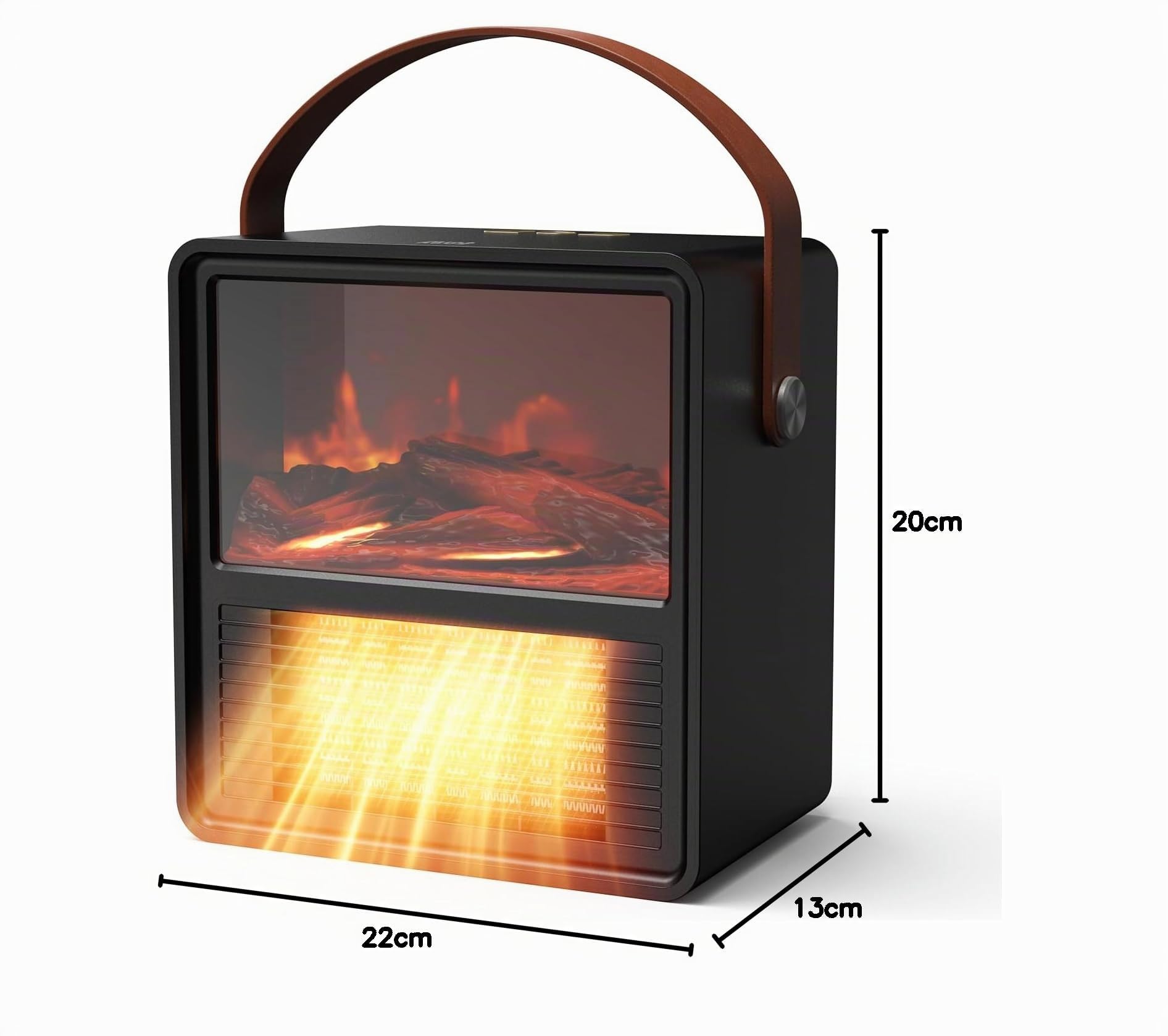 Minthouz Termoventilatore Elettrico 1200W/800W con Effetto Fiamma 3D, Termostato Regolabile, Sicuro, Basso Rumore, Protezione da Surriscaldamento e Ribaltamento, per Camera da Letto e Ufficio