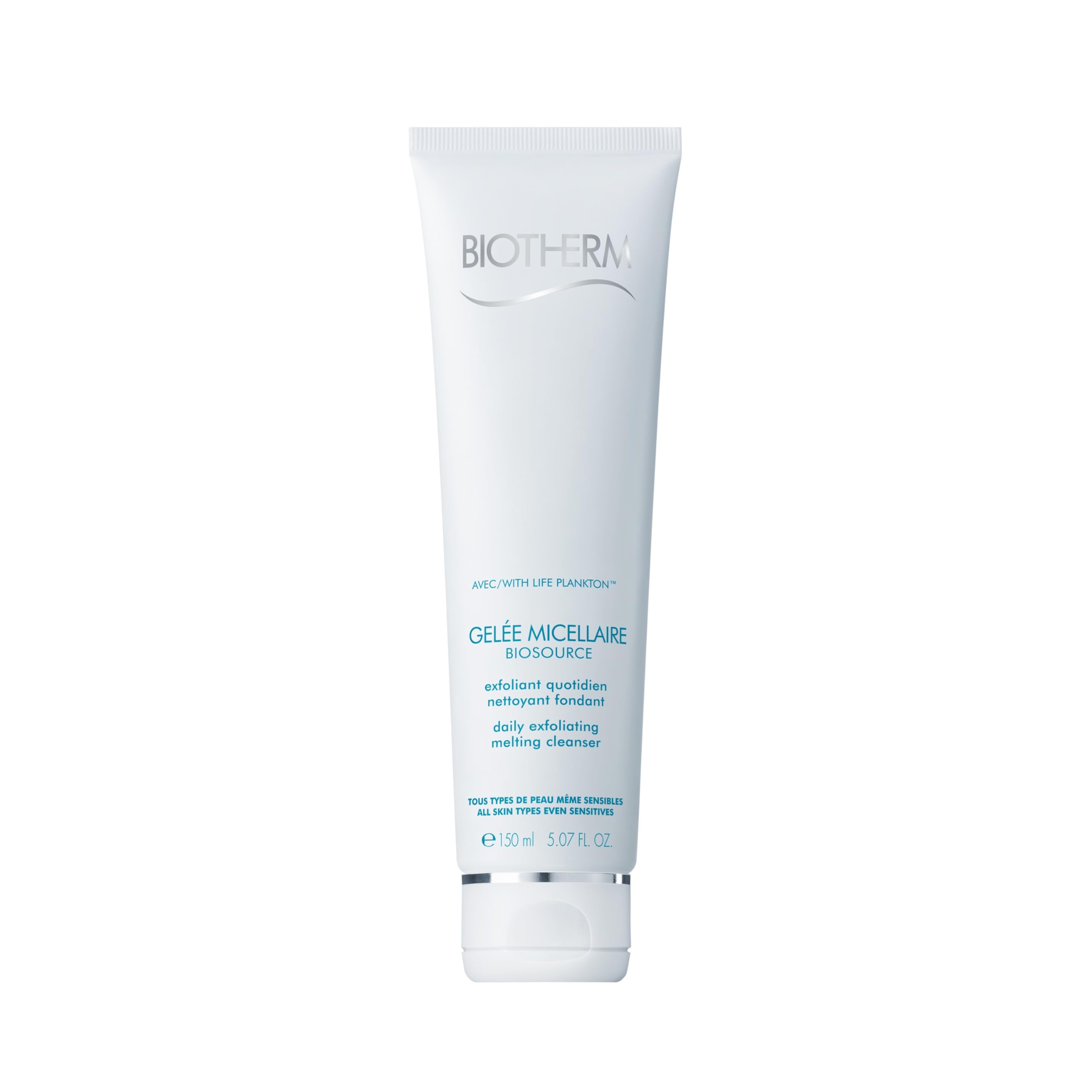 Biotherm Biosource Exfol. Cleanser TTP, erfrischendes Reinigungsgel mit Life Plankton, für normale Haut bis Mischhaut, sanfter Reinigungsschaum mit Peeling-Effekt, 150 ml
