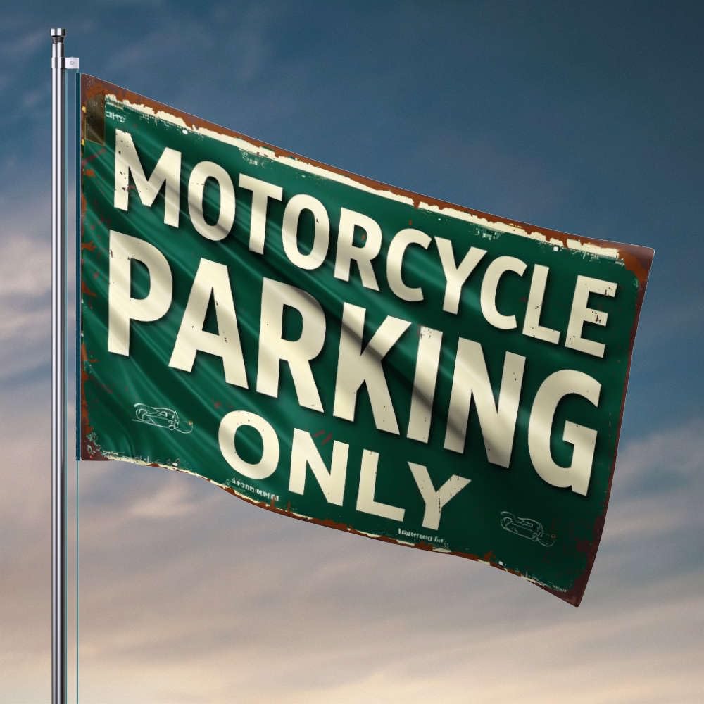 Backyard Bar Decor Motorcycle Parking Only Flag Room Decor For Men Cool Funny Flags(30X45CM)