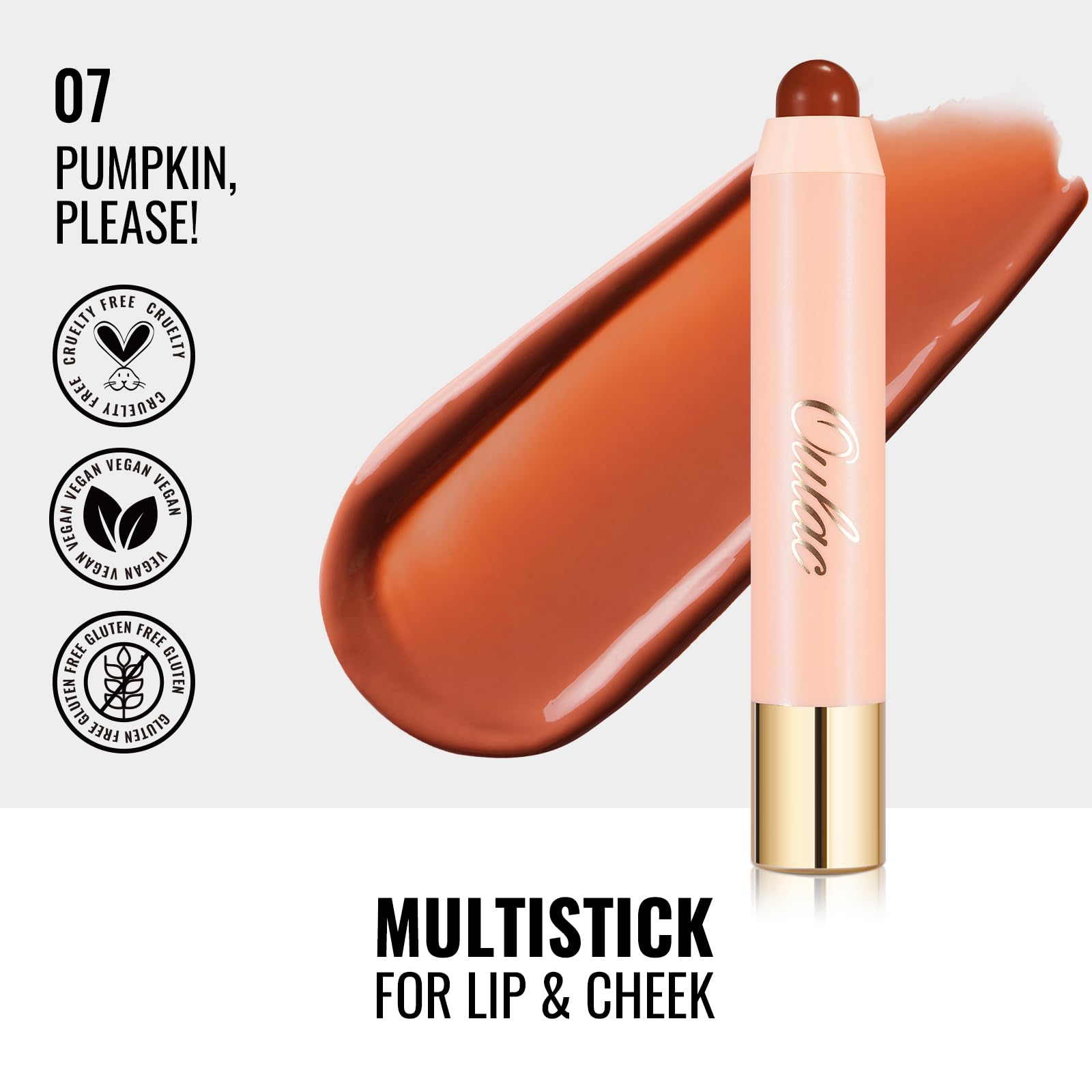 Oulac Reddish Brown Lipstick, Lipstain and Blush Duo, Tinted Lip Balm, Moisturising and Nourishing, Glossy Finish, Vegan - Image 2