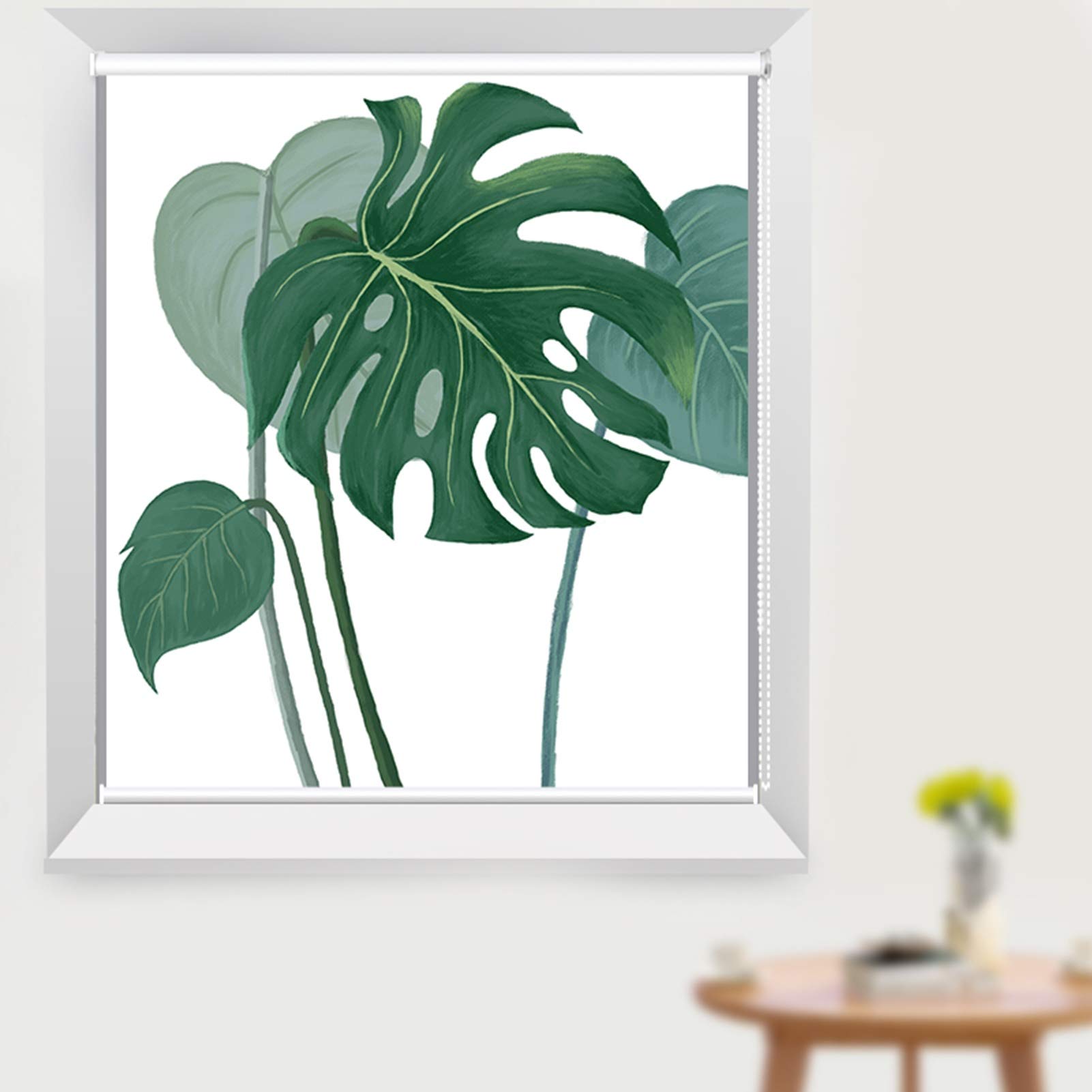 Rolety z wzorem liści, wodoodporne zasłony okienne z tkaniny do salonu / sypialni/łazienki, 80 cm/100 cm/120 cm/150 cm szerokości (rozmiar: 120 cm x 220 cm)