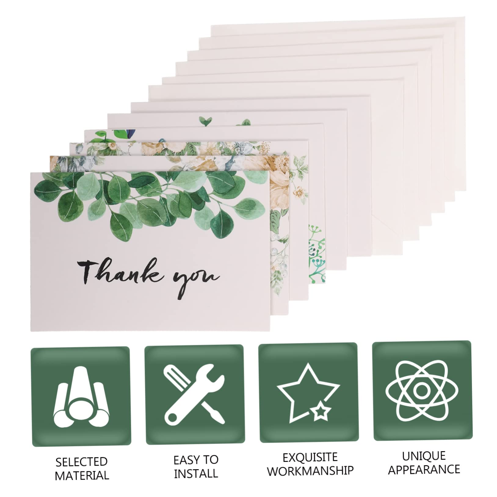Lurrose 60stücke Teiliges Set Dankeskarten Mit Blumen-design Für Weihnachten Und Festliche Anlässe Umschläge Grüße Für Und Familie