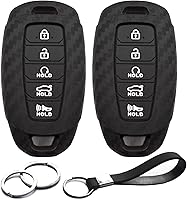 Vista 8 de 2 piezas compatibles con Hyundai Elantra Palisade Elantra N Funda para llave con llavero, protector de llave inteligente con 5 botones, funda
