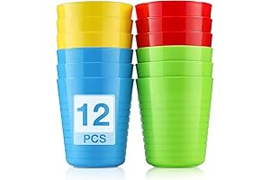 Mfacoy Kids Plastic Cups - Unbreakable, Reusable Toddler Cups - BPA Free - Dishwasher Safe