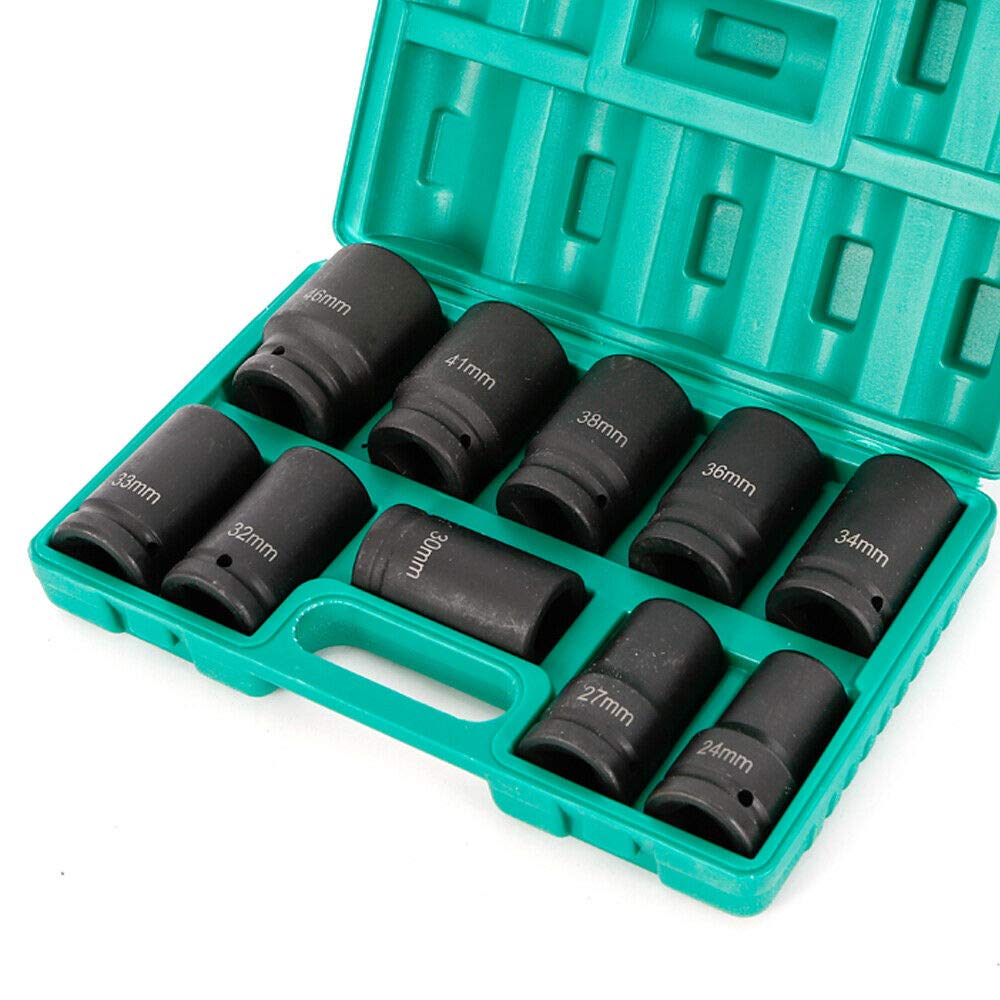 Juego de llaves de vaso hexagonales, 10 piezas, 24-46 mm, acero al cromo molibdeno.