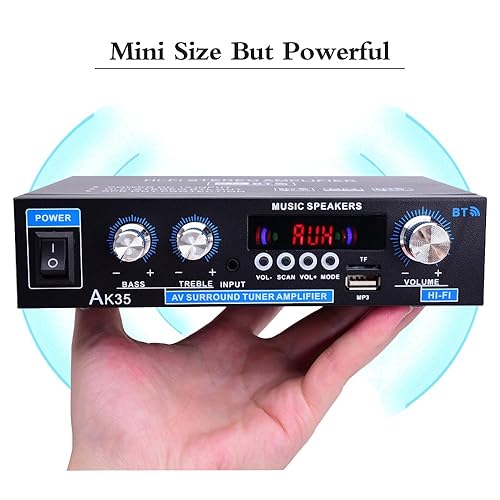 Miniatura 6 de AK35 Amplificador estéreo de audio para el hogar Bluetooth 5.0 Max 200 W 2.0 Canal Mini Amplificador estéreo Receptores estéreo para coche, fiesta