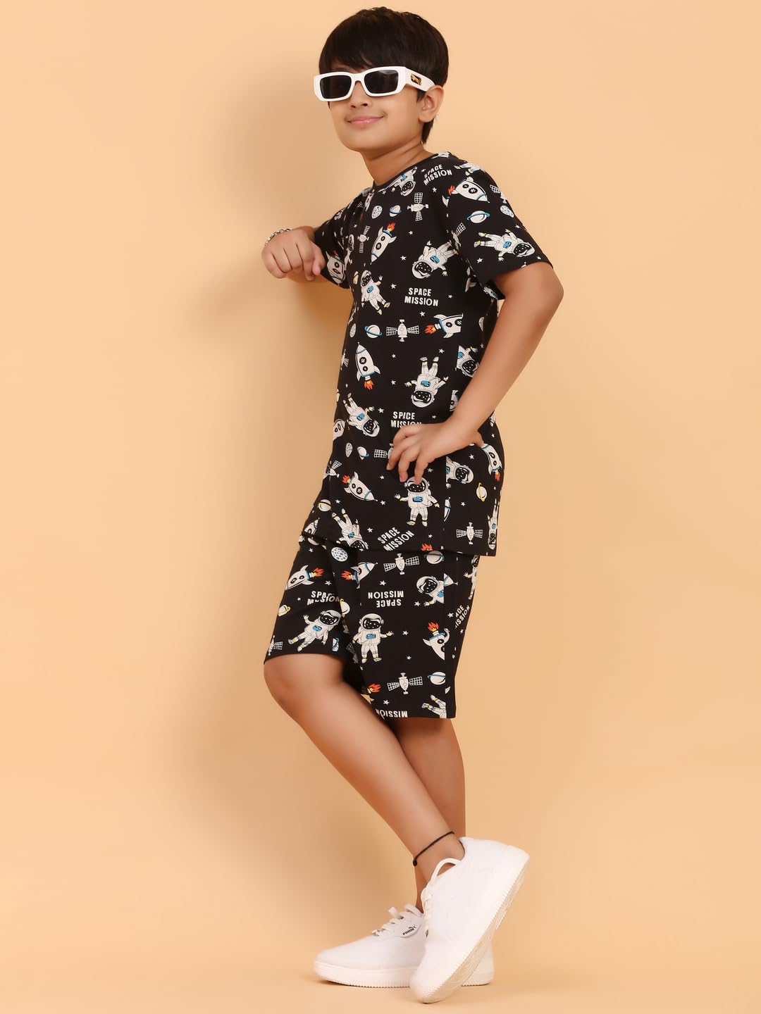 Ninos Dreams Black Space Mission Boys Shorts Coord set - Image 2 thumbnail