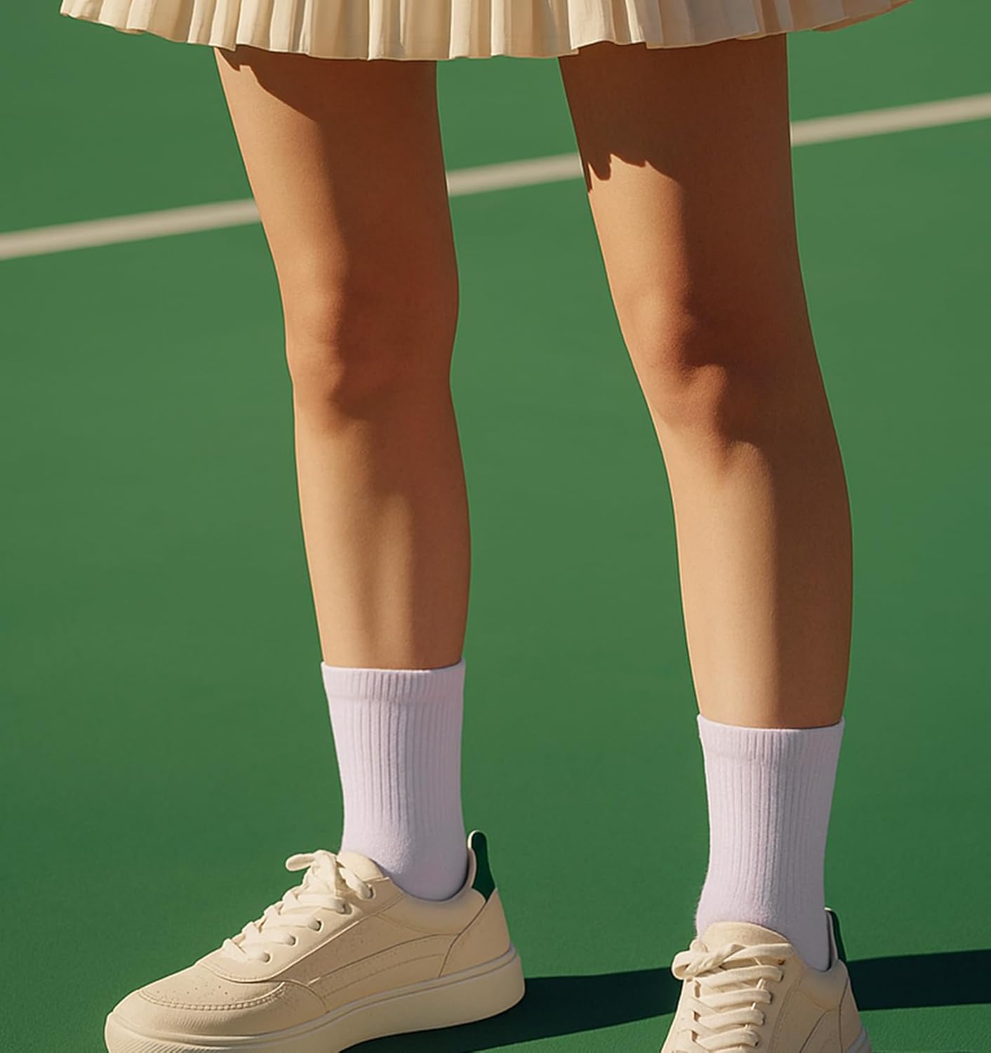 2 Pairs White Tube Socks, White Crew Socks for Women & Men Cozy Ribbed Tube Crew Sock, Casual Cotton for Everyday Wear, All-match Fit - Image 7