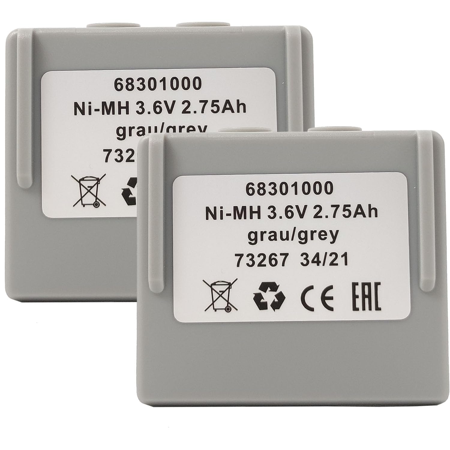 LINXDB 2-Pack 68301000 68300900 3.6V 2750mAh Ni-Mh Battery for HETRONIC Remote Control Grey Rechargeable Battery