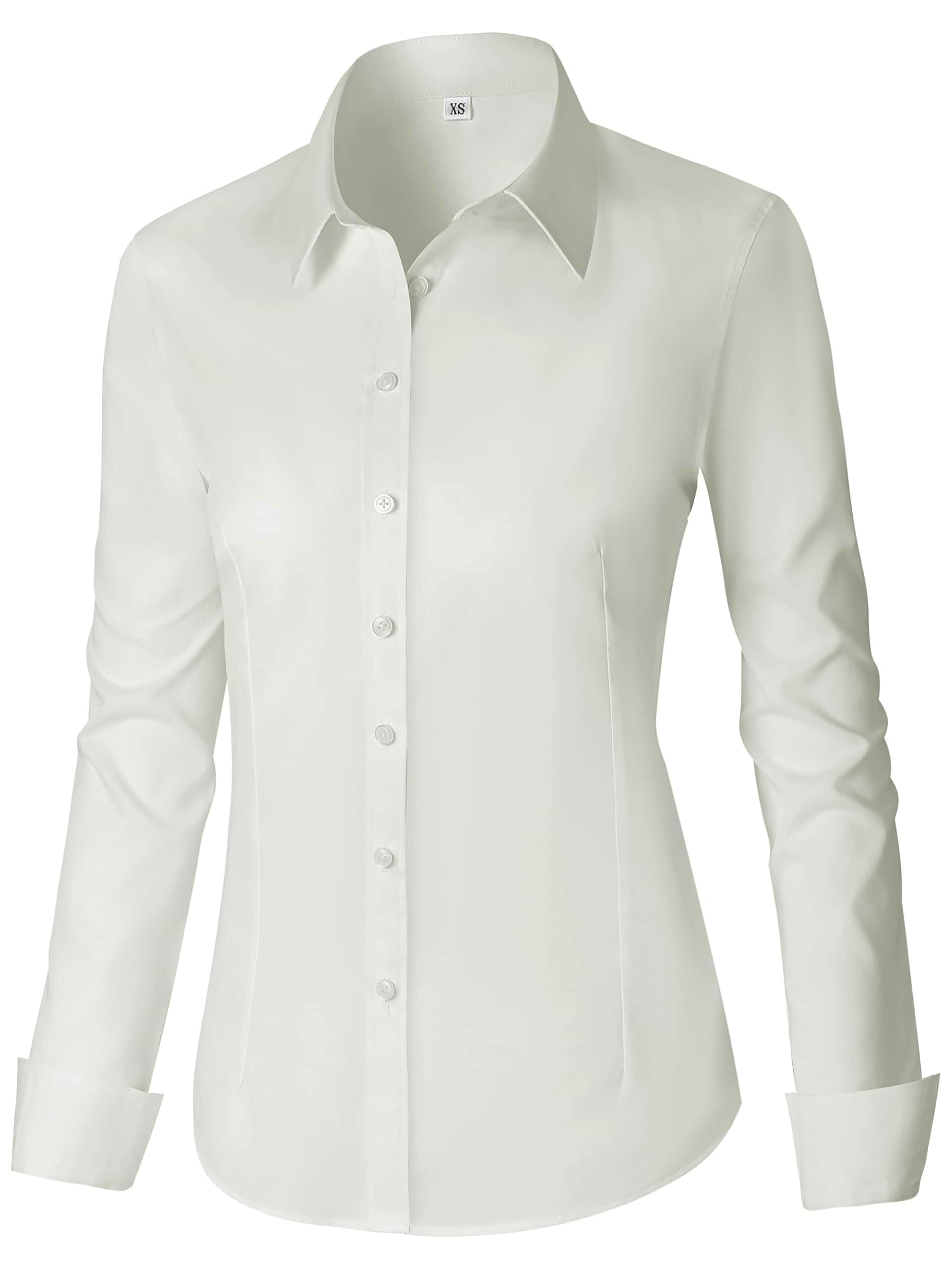 CUNLIN Womens Cotton Button Down Shirts for Women Fitted Long Sleeve Formal Dress Shirt Work Blouses Tops