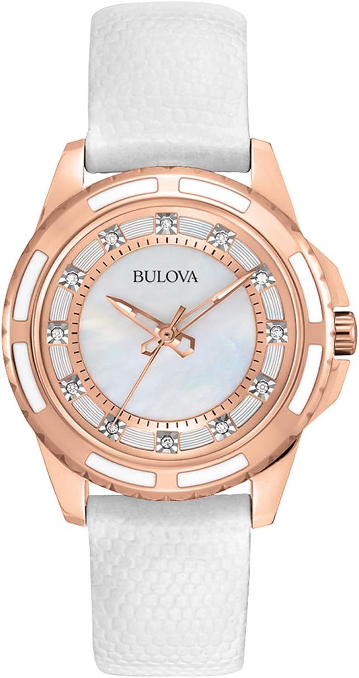 Bulova Diamond Analog Mother of Pearl Dial Women's Watch - 98P119