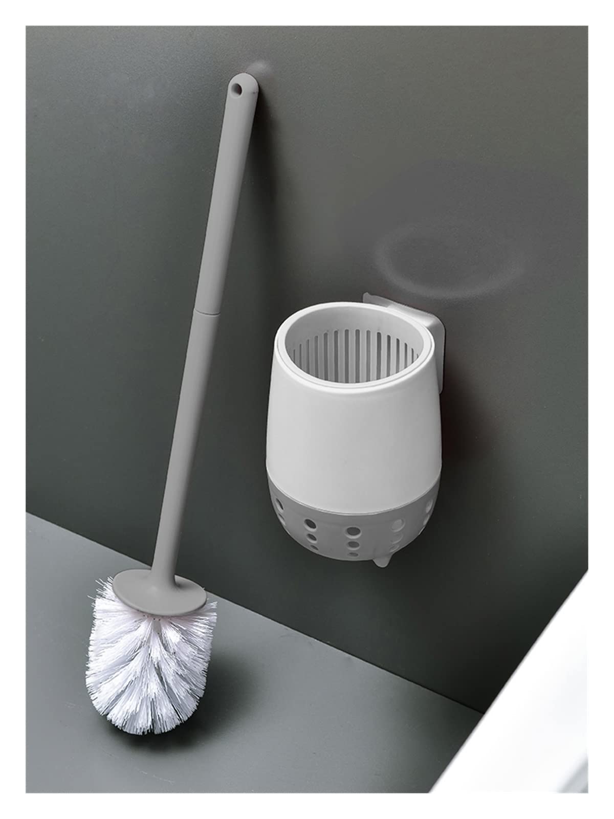 Escobillero Moderno para Inodoro, Limpiador Profundo, de Pared, Duradero, Soporte para escobillero, Accesorio para baño (Gris)
