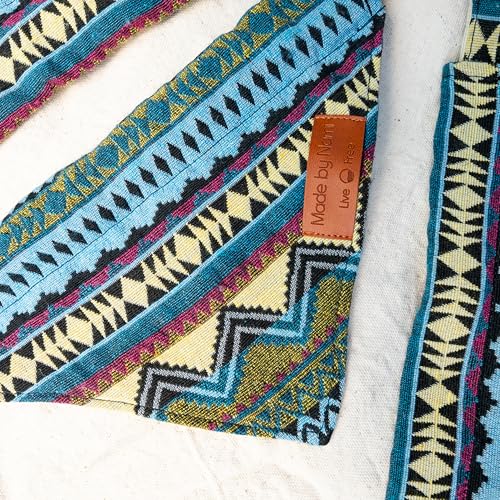 Made by Nami Boho Hundehalstuch in verschiedenen Größen für kleine und große Hunde (Blau, M)