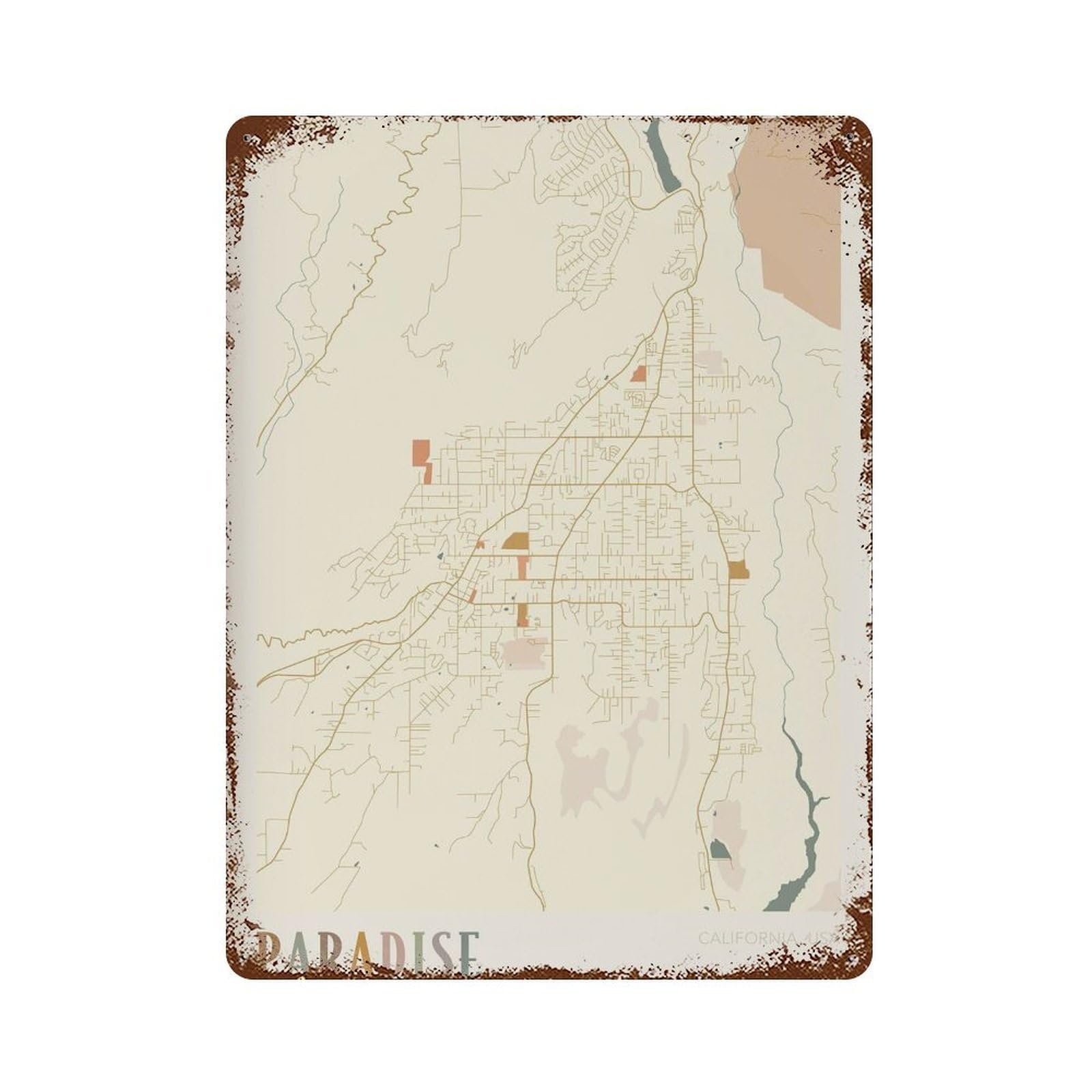 xiaoxiaoshen Paradise Map California Travel Gift Boho For A Guy Wall Decor Art Metal Tin Poster Modern Home Decor Art Home Bar Shop Decorations Vintage Sign 40x30cm